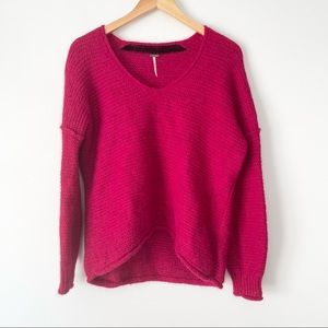Free People All Mine Oversized Alpaca Sweater in Raspberry
